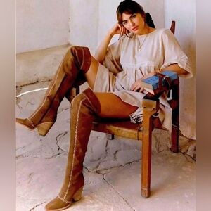 Spell & The Gypsy Zephyr Tan Over the Knee Boots Size 40 NEW